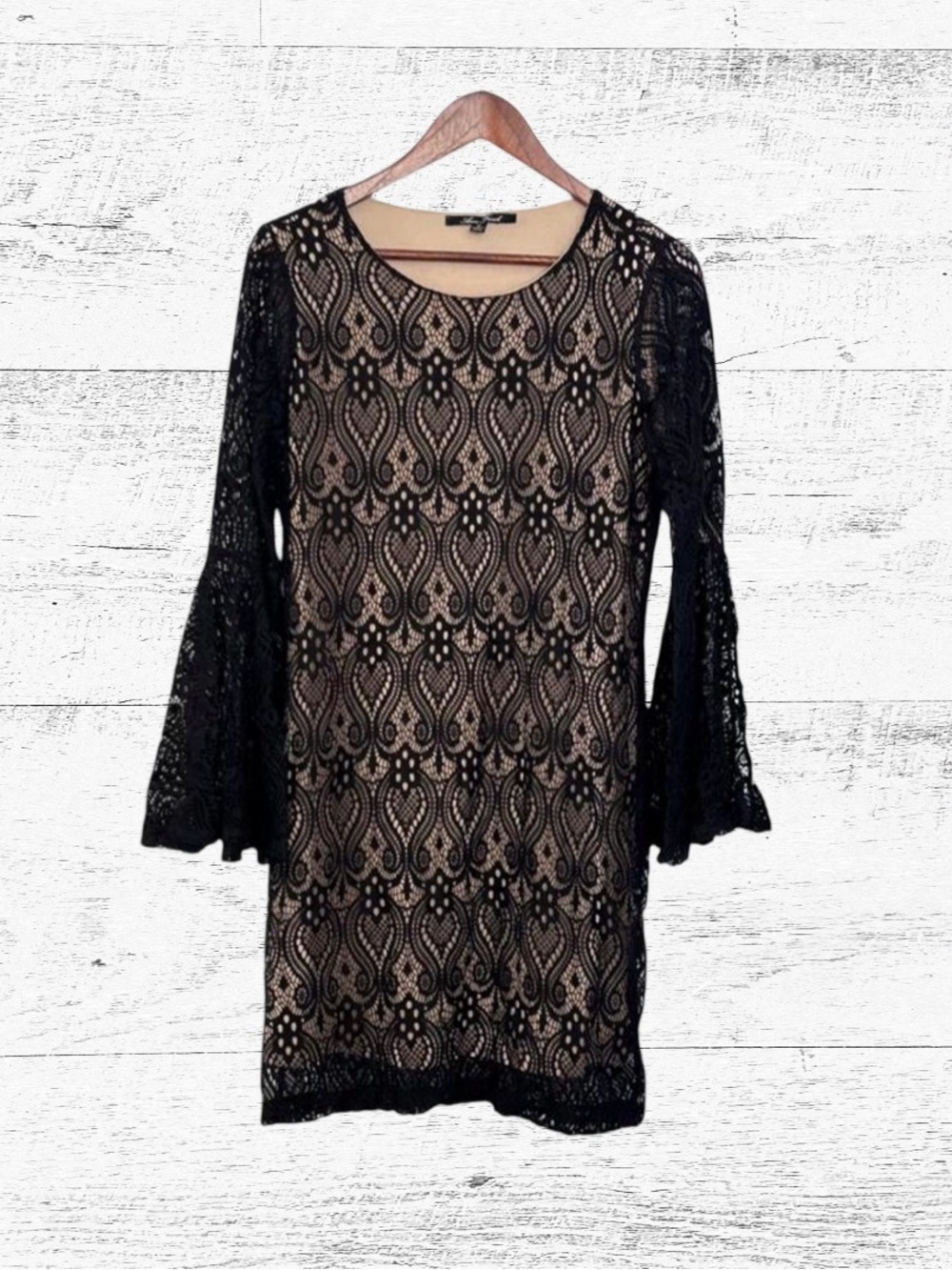 Anne French Chic Black Lace Long Sleeve Dress